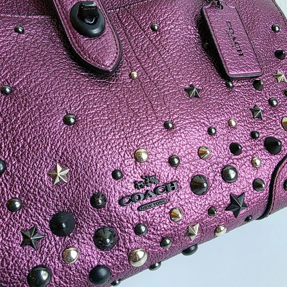 Coach Mercer 24 Star Rivets Metallic Purple - Picture 11 of 16